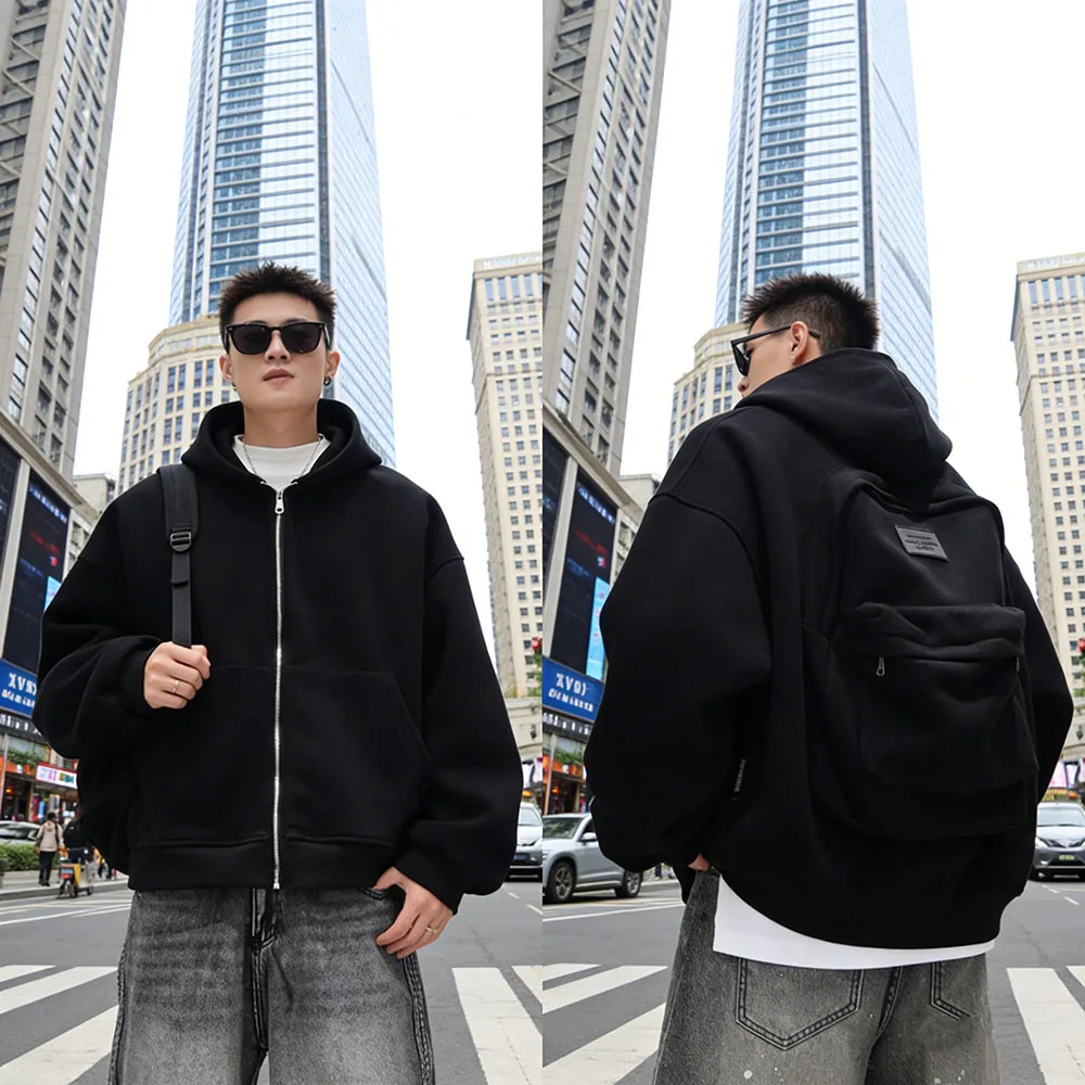 Streetwear Fashion Dreidimensionale Rucksack Casual Hoodie Herbst Winter Trendy Street Trend Punk männer Top Lose Sportswear