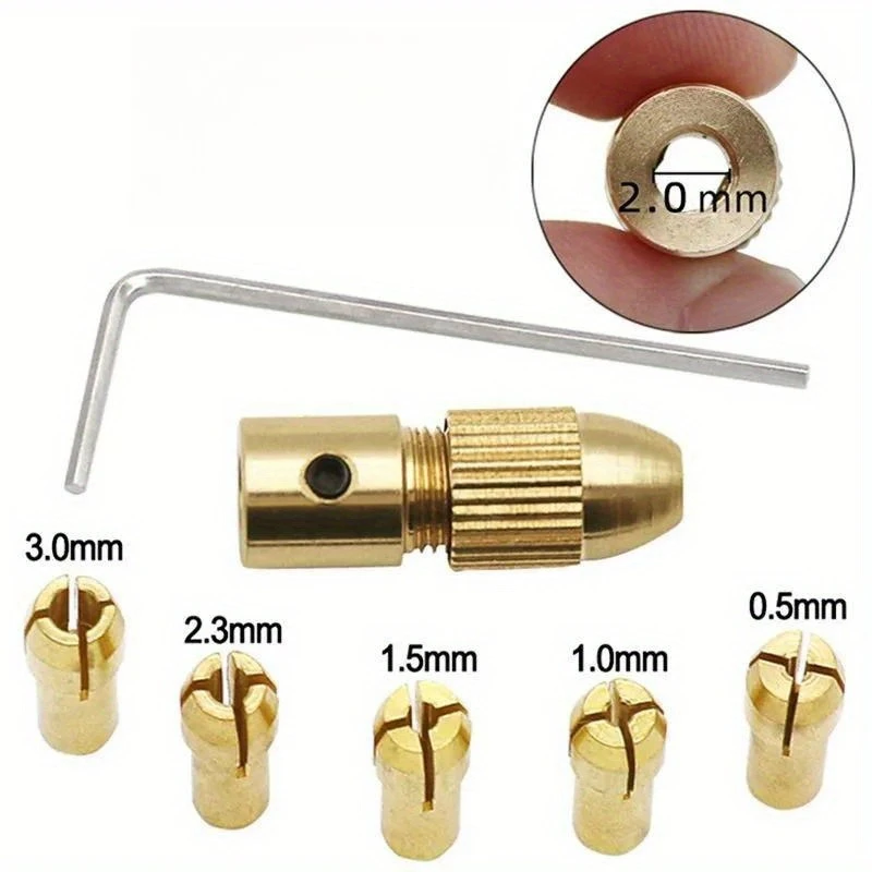7pcs/set 2.0/3.17mm Brass Dremel Collet Mini Drill Chucks For Electric Motor Shaft Drill Bit Tool Drill Chuck Adapter