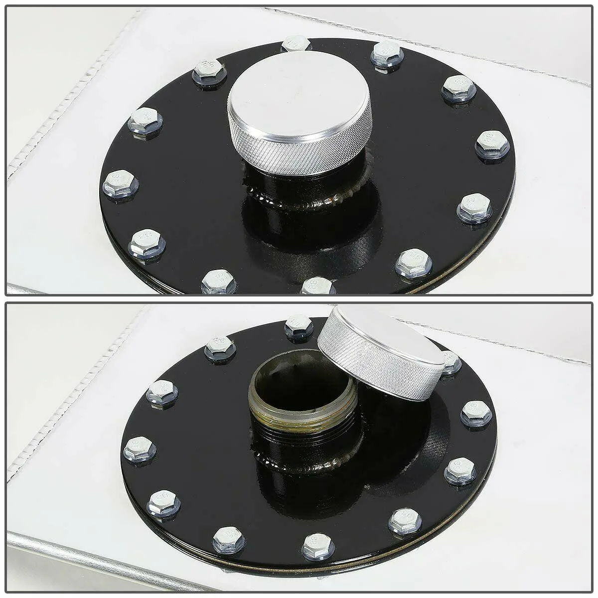 15 Gallon/60L Universal Top Feeding Aluminum Alloy Fuel Tank & Silver Oil Sensor