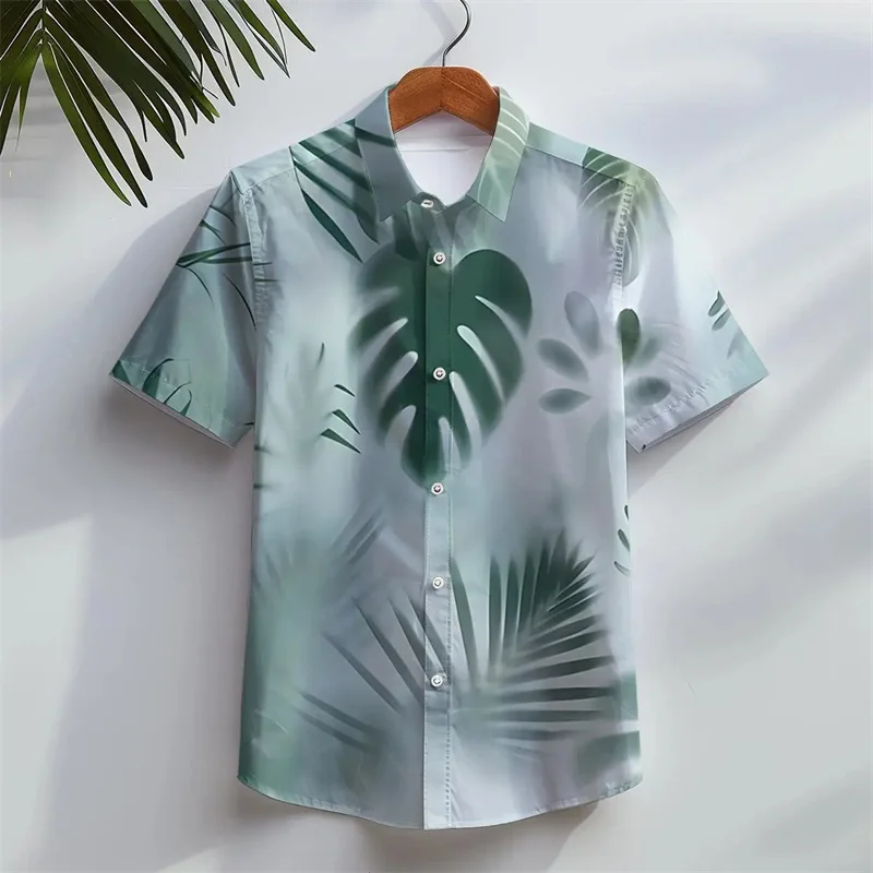 Chemise hawaïenne à fleurs imprimées en 3D pour hommes, chemisier à motifs de plantes, mode d'été, manches courtes, bouton, rentabilité ha, revers