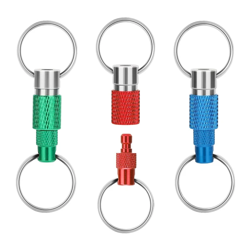 3Pcs Quick Release Detachable Keychain, Double Rings Pull Apart Keychain, Spring Split Snap Seperate Keychain