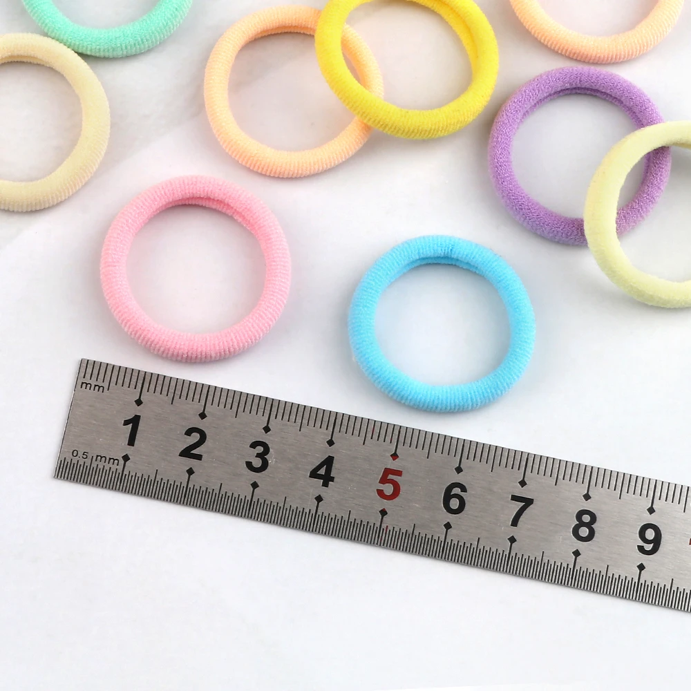 50-200Pcs Children Candy Color Hair Band Girl 3 CM Basic Multicolored Hair Tie Ponytail Hold Elastic Scrunchies Hair Accessories