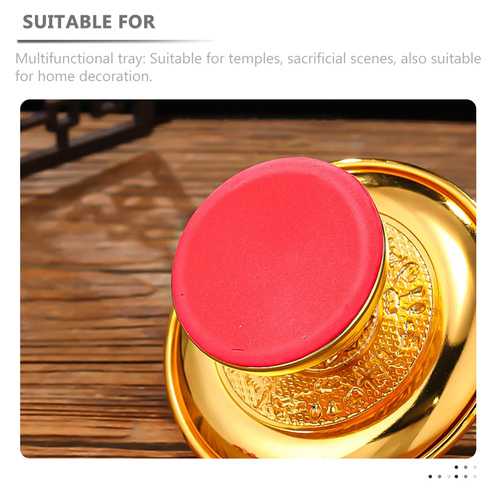 

Lotus Fruit Plate Vintage Pattern Alloy Smooth Glossy Temples Home Decoration Practical Use Devotion Respect Creative