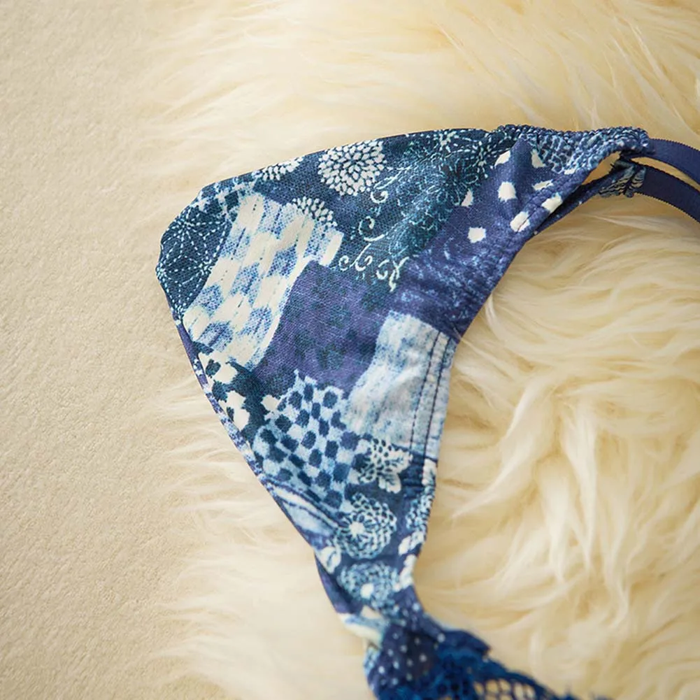 Fashion Chinese Style Printed Men Briefs Lace Sheer Underwear Bulge Pouch Chinoiserie Man Bikini Thong Thin Belt