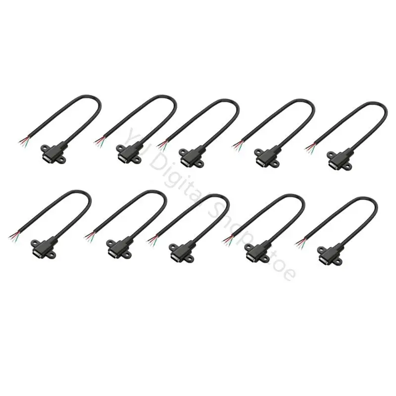 96BA 10 Piece USB Type C Female Connector Cables For Reliable Data Transfer