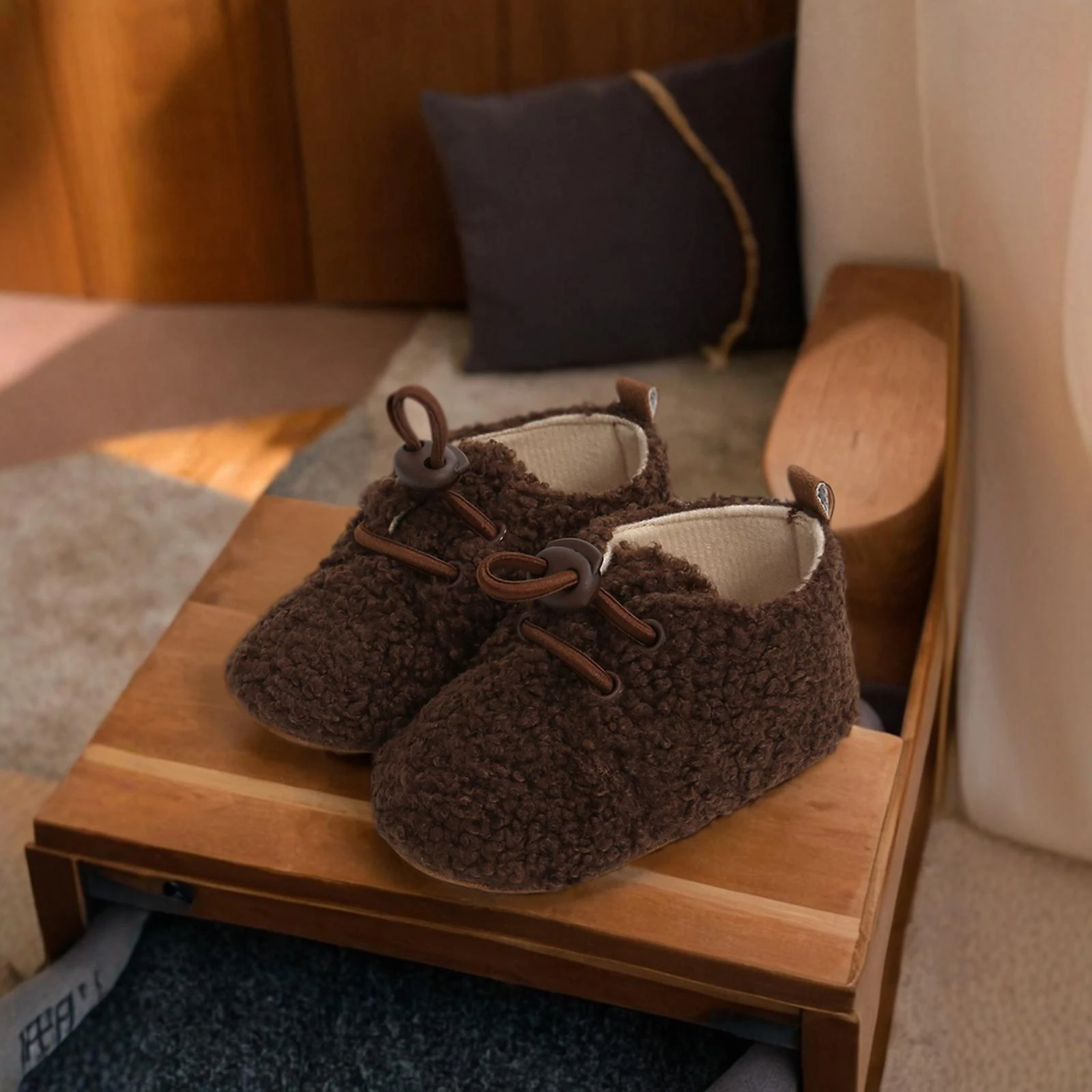 Newborn Infant Baby Boys Girls Fleece Booties Stay On Socks Soft Shoes Non Skid Winter Warm Christmas Slippers