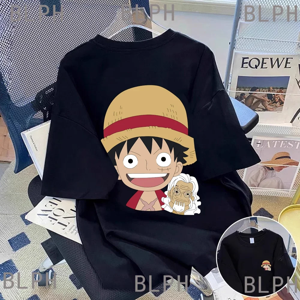 

One Piece Luffy Parent-child Black T-shirt: Sporty Design, Versatile Fashionable Top For Adults And Children
