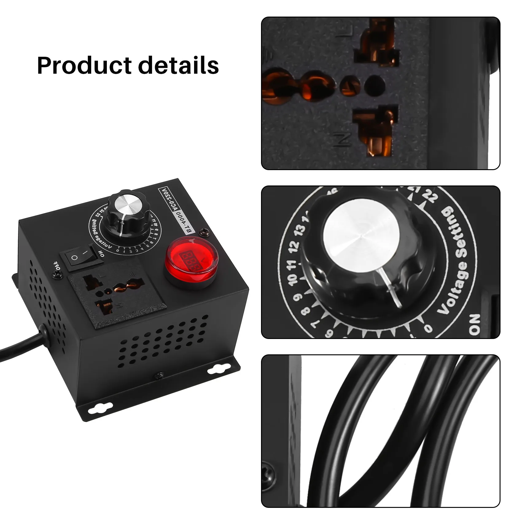B50C Ac220v 4000W Scr Electronic Voltage Regulator Temperature Motor Fan Speed Controller Dimmer Electric Tool Adjustable,Eu Plu
