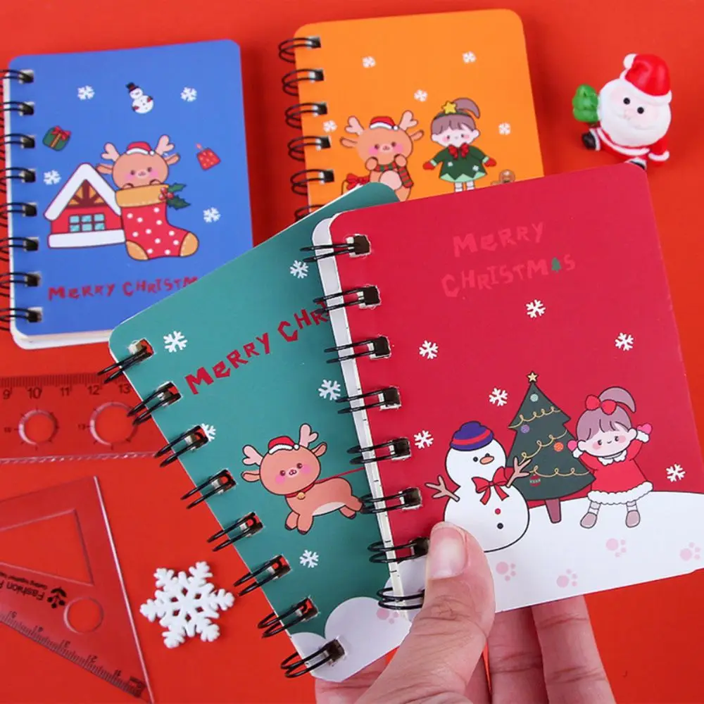 Notepad koil Natal longgar kreatif, Notebook Mini tebal kartun hadiah anak-anak