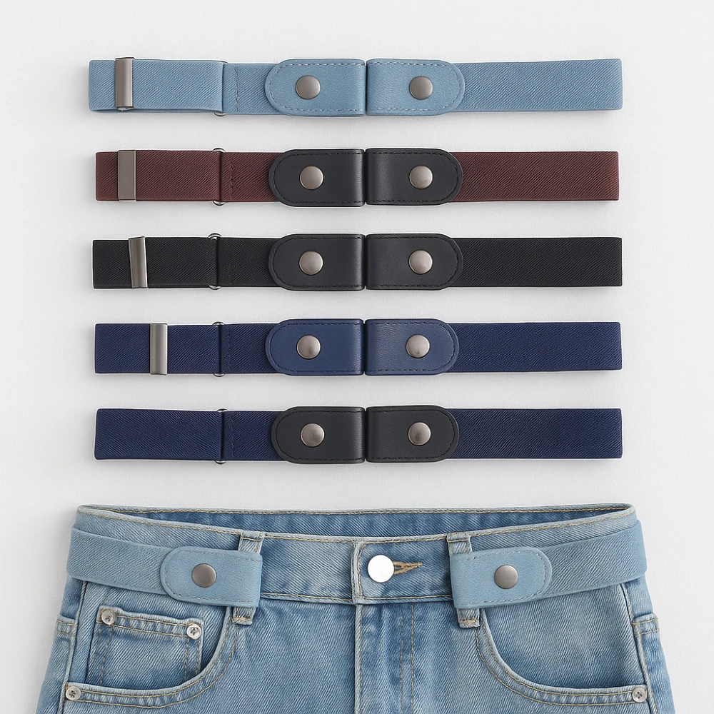 Ceinture élastique réglable en toile, Invisible, sans boucle, pour femmes et hommes, pantalon en Jean, robe, sans boucle, facile à porter, 2025