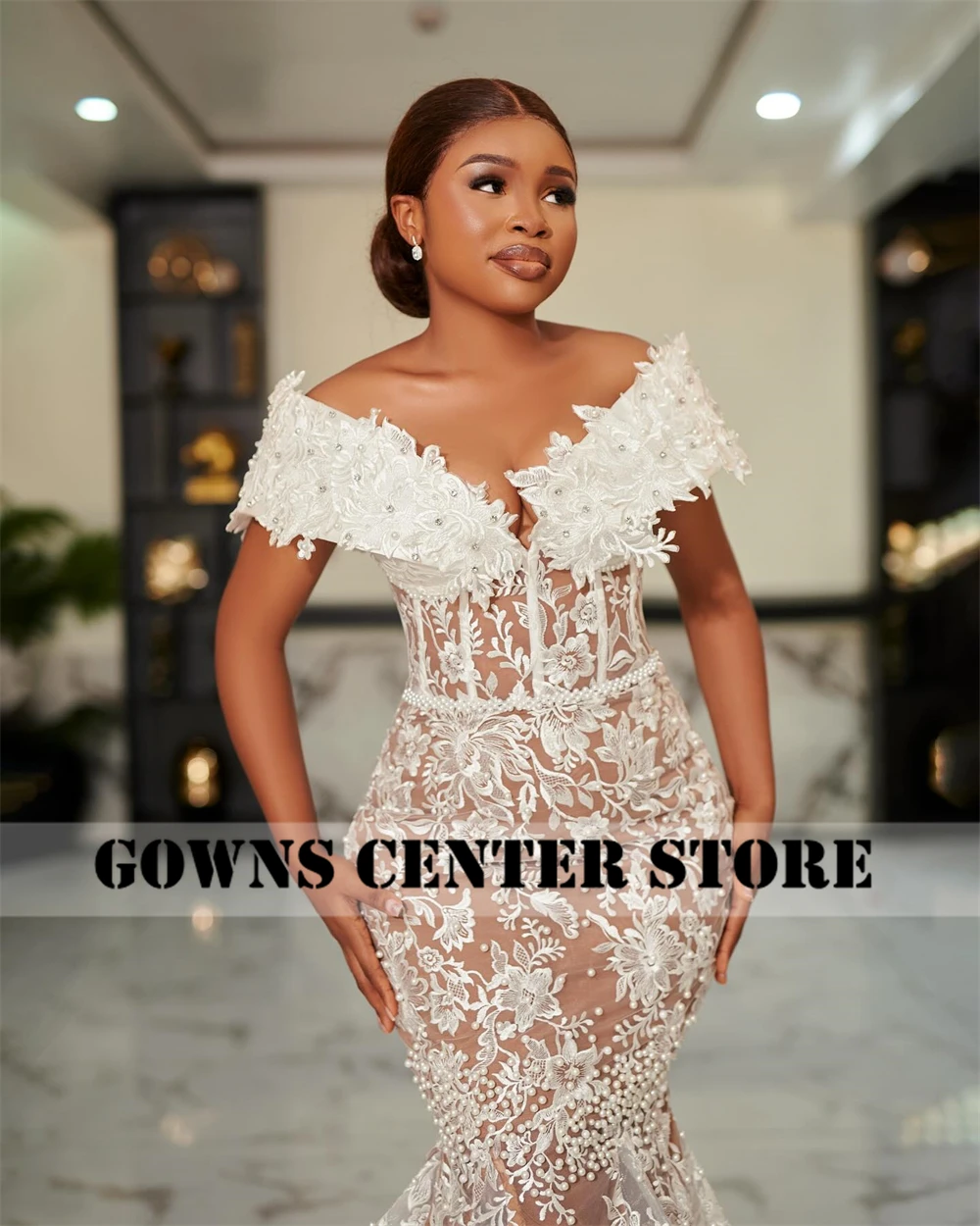 Graceful Off The Shoulder Wedding Dresses 2025 Luxury Beads Lace Applique Mermaid Aso Ebi Style African Bridal Gowns Customized