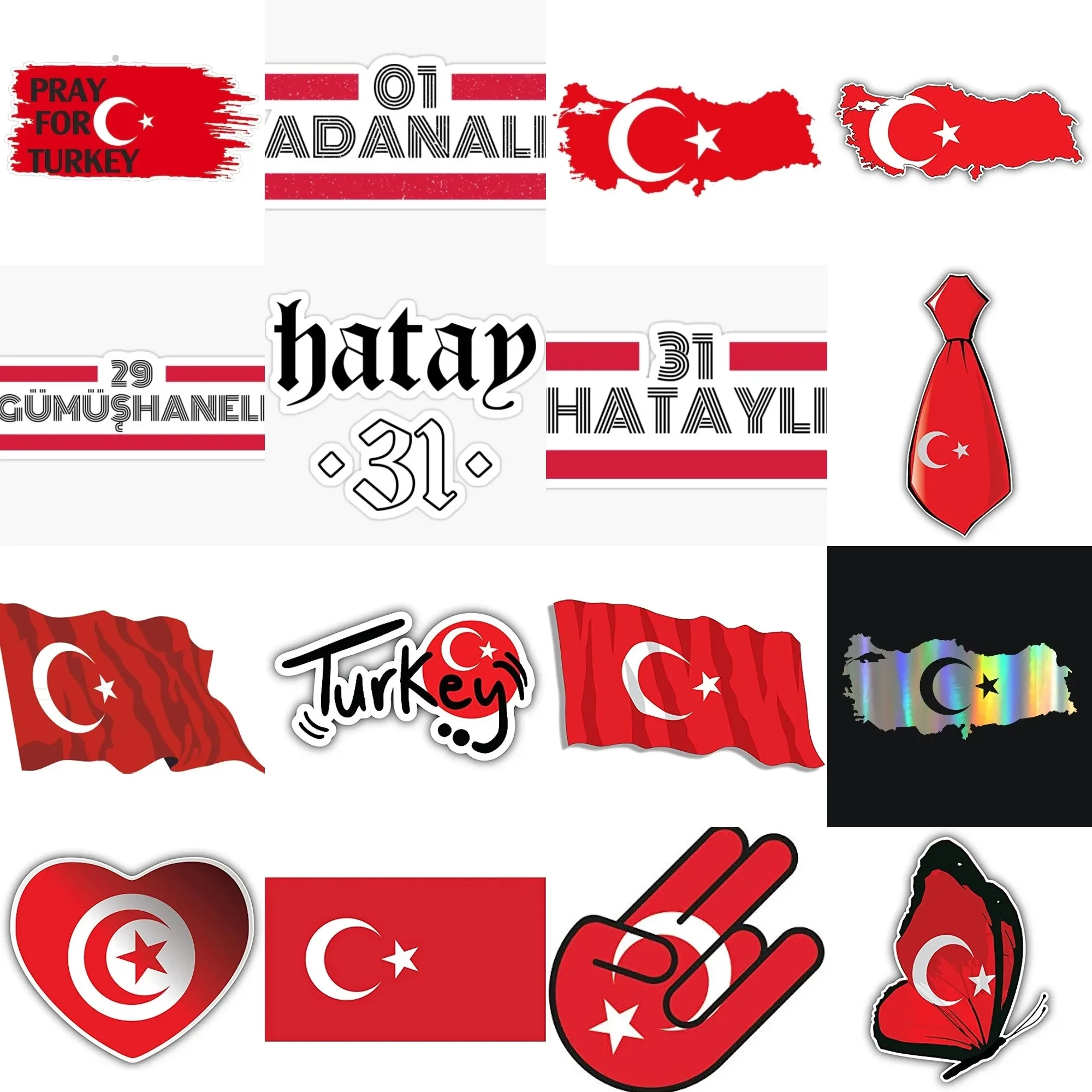 Turkey Flag Map Creative PVC Sticker for Decoration Car Van Motorcycle Bicycle Helmet Bumper Fridge Wall Decal Accessories