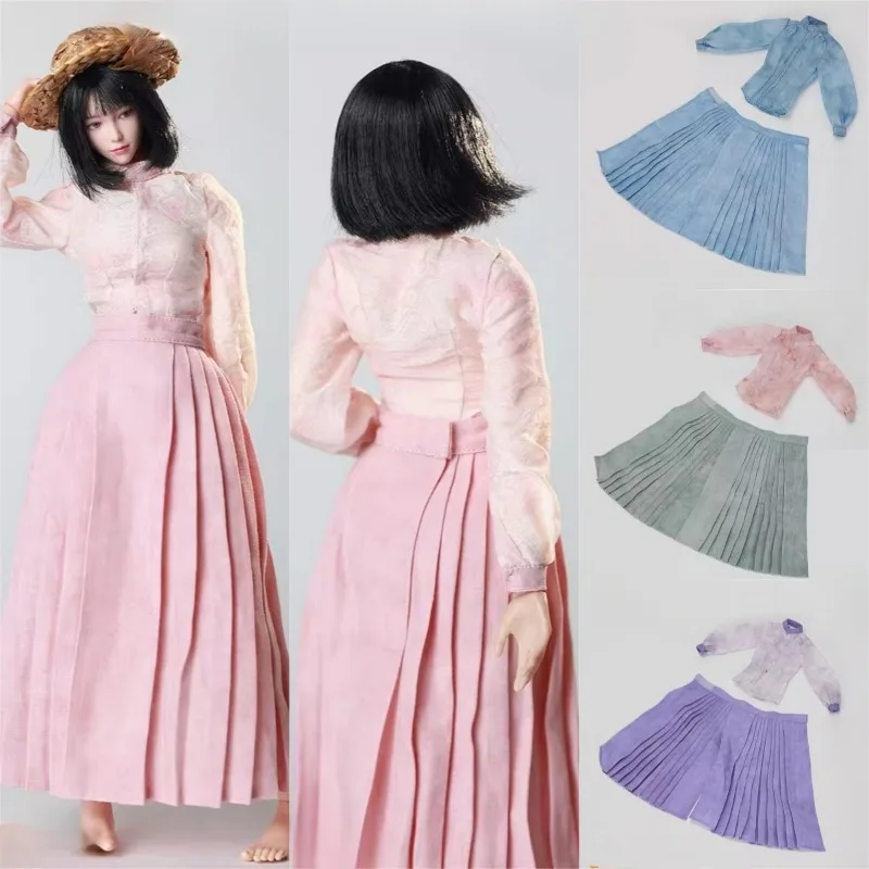 

JO25X-11 1/6 Scale Female Hanfu Horse-faced Skirt Blouse Clothes Set Model for 12'' Soldier Action Figures Body Decorate