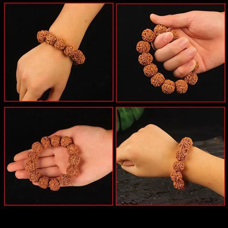 Genuine Nepal Corpulent Quincuncial Piles Big Rudraksha Beads Bracelet Five Faces Original Seed Collectables-Autograph Rosary Me