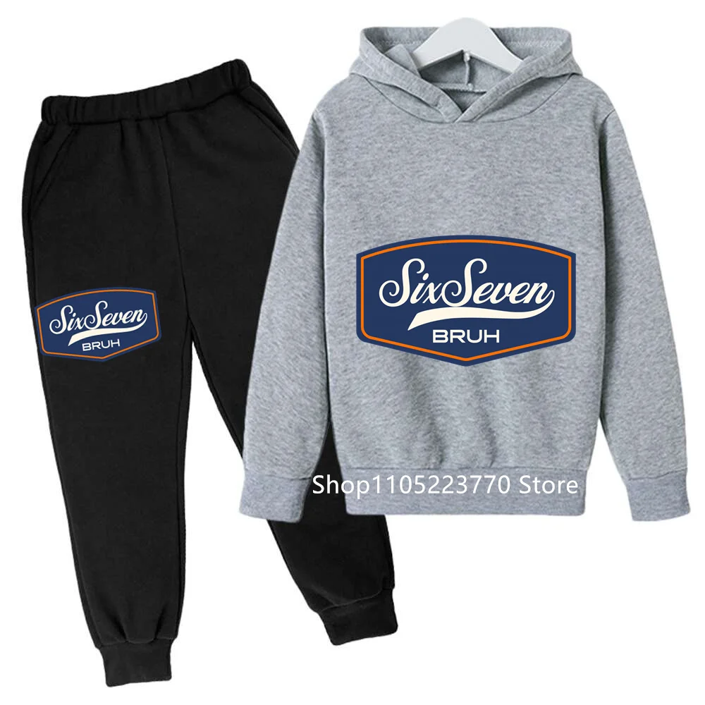 

67 Number Meme Printed Hooded Sports Suit Regular Sports Kids Suit Hoodie Lounge Pants Kids Suit Comfortable Soft Sweatshirt