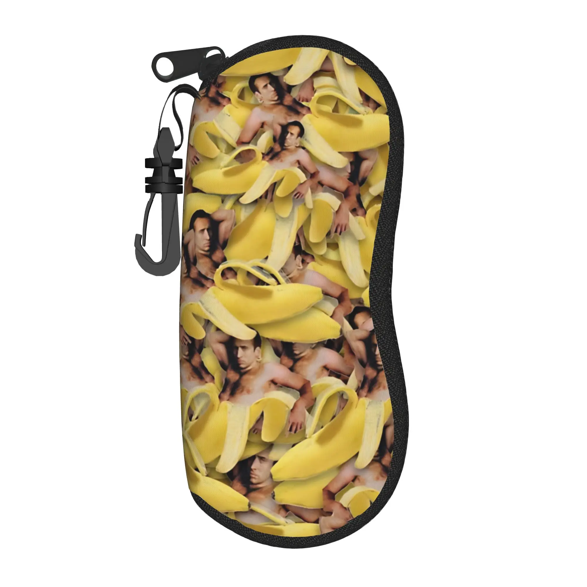 Kawaii Cartoon Glasses Case Nicolas Cage Banana Pattern Merchandise  Zipper  Sunglasses Storage Box Cartoon Eyeglasses Box