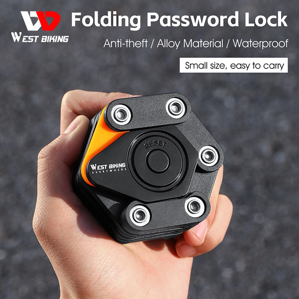 WEST BIKING Bicycle Folding Password Lock High-Security Anti-Theft Portable Cycling Chain Lock With Mount Bracket Accessories