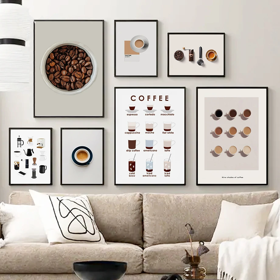 Espresso Shades Coffee Filter Latte Mocha Wall Art Canvas Painting Nordic Posters And Prints Wall Pictures For Kitchen Bar Decor