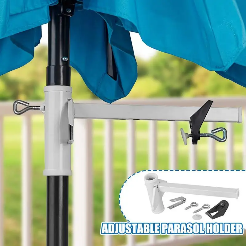 

Parasol Holder Courtyard Umbrella Stand Base Holder Mount Clamp – Portable Outdoor Sunshade Anchor Adjustable Iron Beach Stand