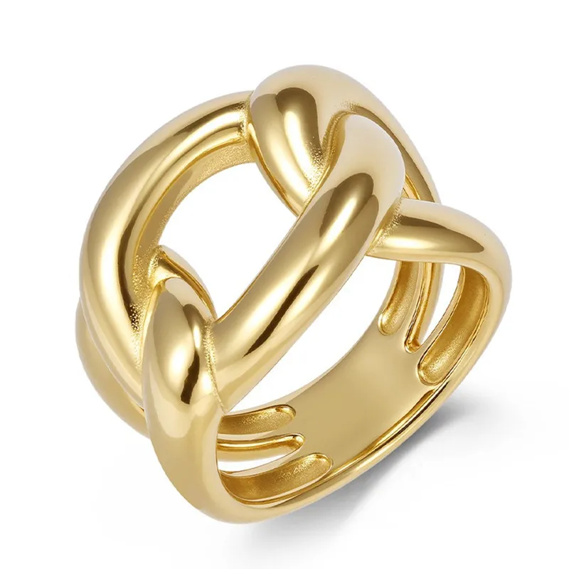 Trendy Ins Knot Concise Stainless Steel Rings for Women Chain Shaped Fashion Jewelry Finger Bands Daily Wear Accessory Size7-10