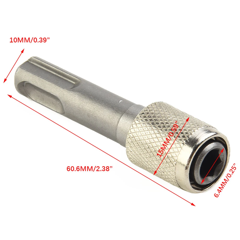 High-quality Socket Adapter Screwdriver Holder Drill Adapter High-quality 1/4 Hex Shank 2pcs SDS Socket Adapter Silver Steel