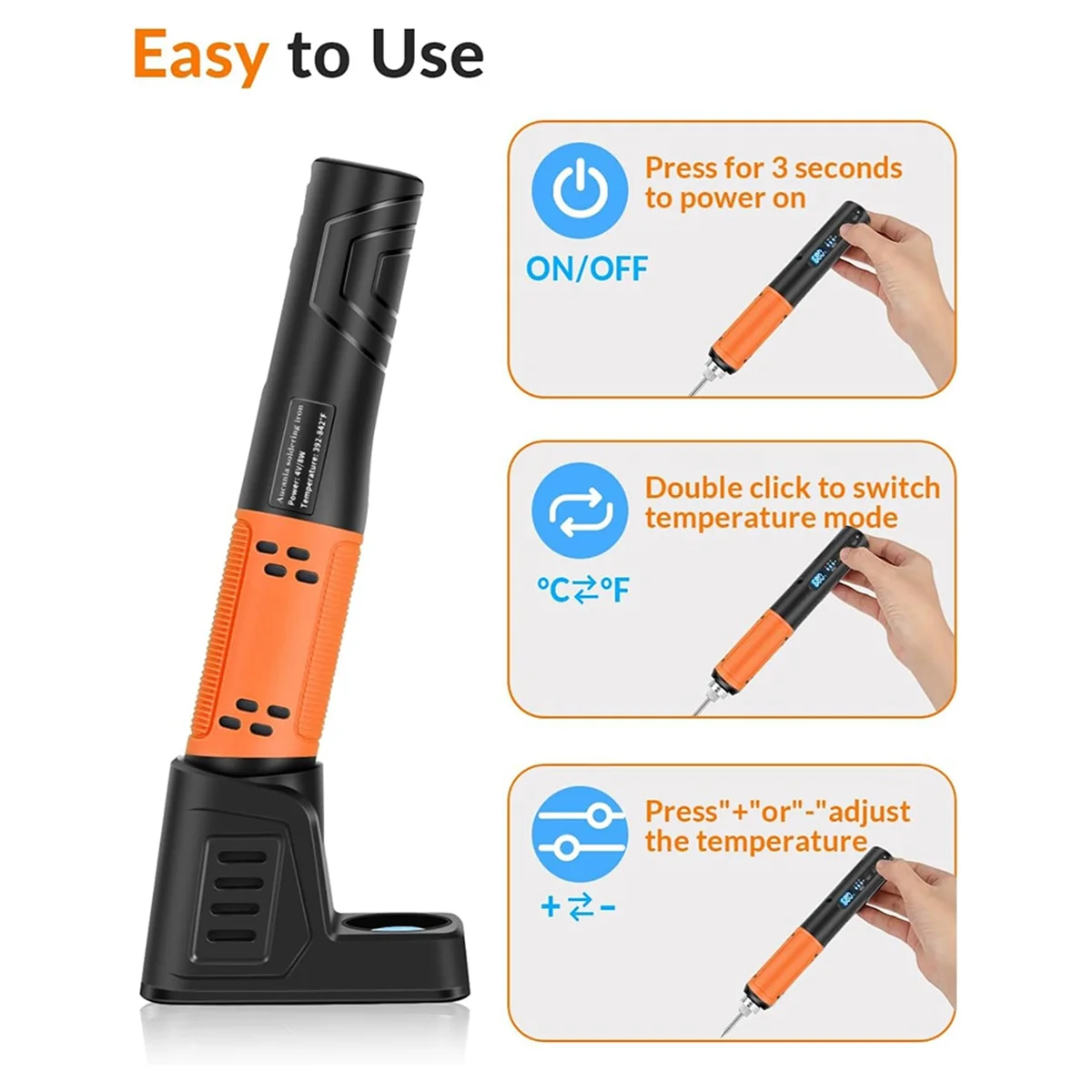 ABFKW Digital Display USB Wireless Soldering Iron Kit Portable Soldering Iron Pen USB Rechargeable Electronic Welding Tool