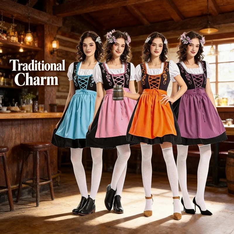 

Карнавальный костюм для ролевых игр: традиционный немецкий комплект юбки и фартука для женщин на Октоберфест и пивной фестиваль