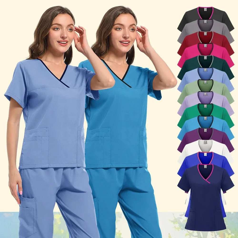 Uniformes de Médico Veterinário para Cuidados com Animais de Estimação, Uniformes de Enfermagem e Odontologia Femininos, Roupas de Trabalho Médicas de Verão em Tecido Elástico Respirável que Não Retém Pelos