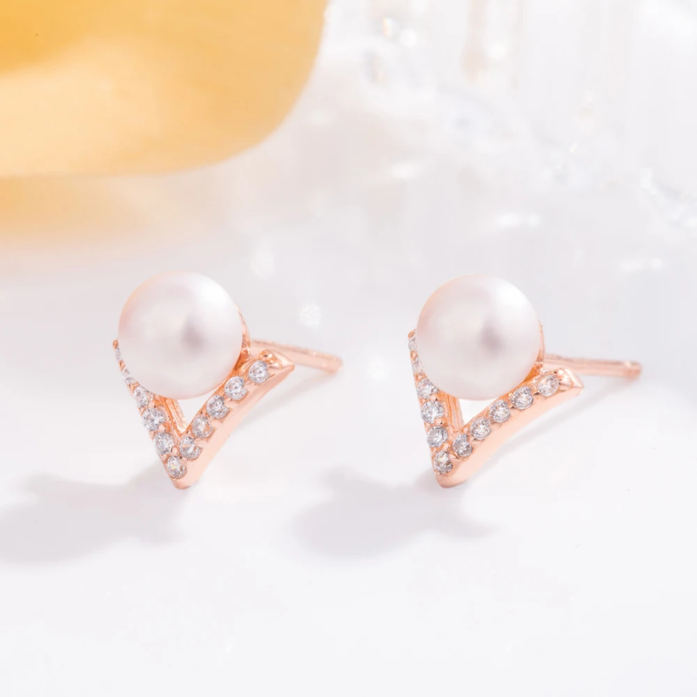 925 Sterling Silver White Pearl Fashion Rose gold Earrings Wedding Jewelry Valentine's Day Gift Earrings For Women 2023 Trending