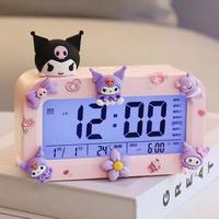 Sanrio My Melody Cinnamoroll Alarm Clock Cute Anime Cartoon Student Children Campus Household Portable Led Display Smart Alarm