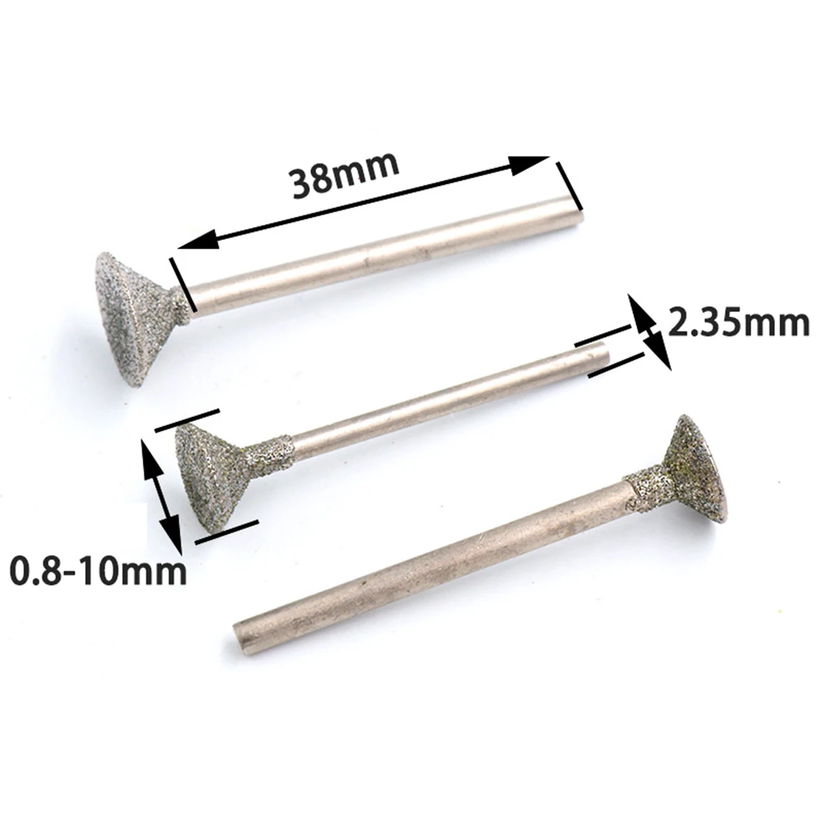 

5/10Pcs 2.35MM/3MM Shank Diamond Grinding Head 0.8-10MM Diam Rotary Carving Cutting Tool For Engraving Jade Ceramic Glass Agate