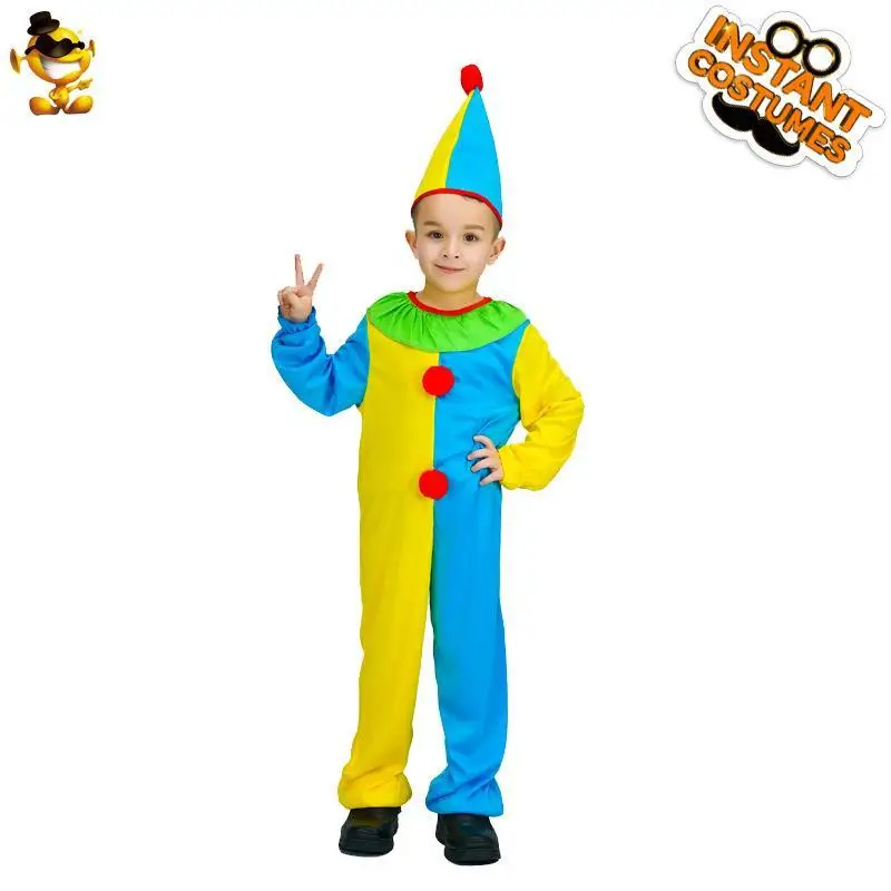 

Boy's Clown Suit loween Costume Stage Performance Masquerade Par Clothes Cosplay Outfit Funny Looking Character Dr