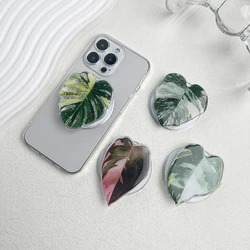 popular Plant Leaf Magnetic Folding Mobile Phone Grip Holder Socket Pocket Support for Magsafe IPhone Samsung Mac Safe