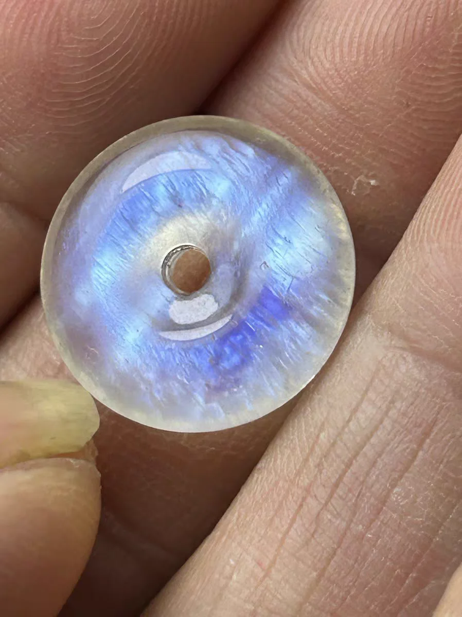 

Подвеска из натурального синего лунного камня, прозрачное круглое ожерелье в виде пончика, лунный камень для женщин и мужчин, красочные ювелирные изделия из лунного камня AAAAAA