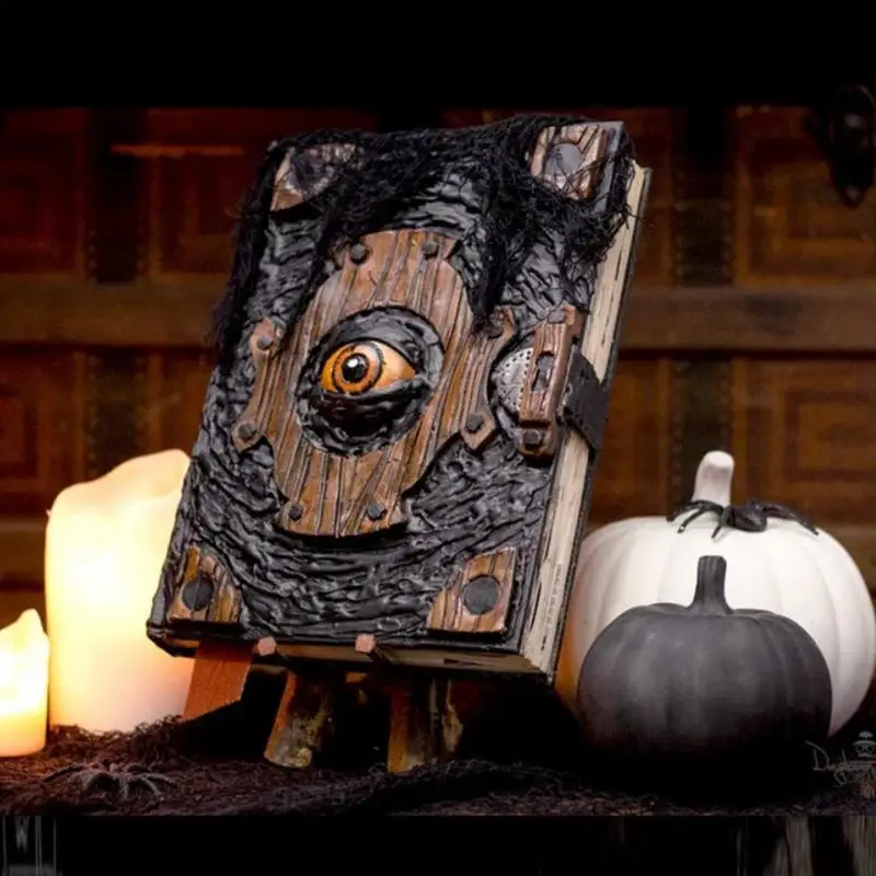 Book Of The Damned Halloween Decor Realistic Necronomicon Book Witch Decoration Handmade Black Spellbook Spooky Seasonal Prop