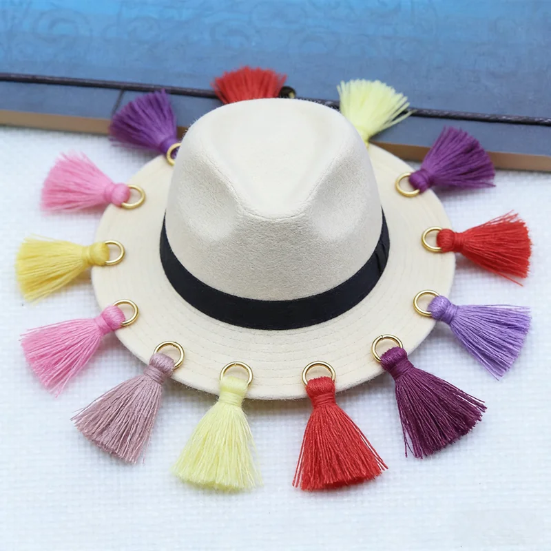 30PC Polyester Cotton Metal Ring Tassel Fringe Pendant DIY Garments Curtains Decor Craft Tassel Trim Earrings Jewelry Components