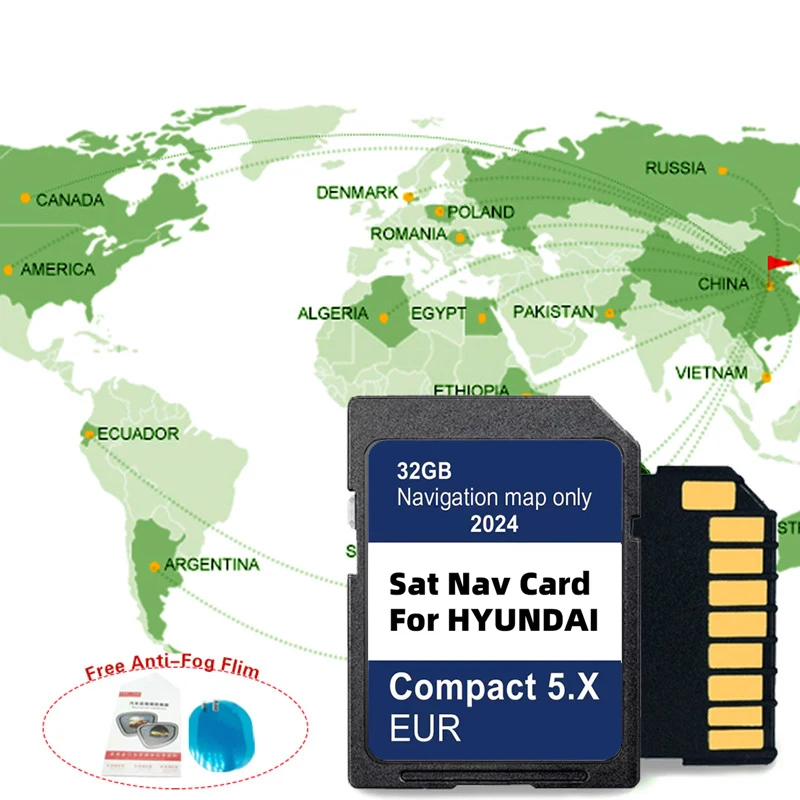 32GB Compact 5.X Sat Nav GPS Maps Europe UK SD Card 2024 Version for Hyundai i10/i20/i30/i40/Kona/Santa/Tucson Navigation GEN5