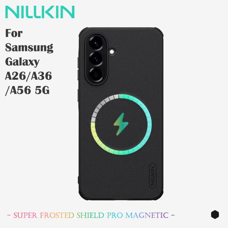 Capa NILLKIN para Samsung Galaxy A26/A36/A56 5G, amortecedor à prova de choque de camada dupla, revestimento UV antiderrapante, compatível com carregamento magnético