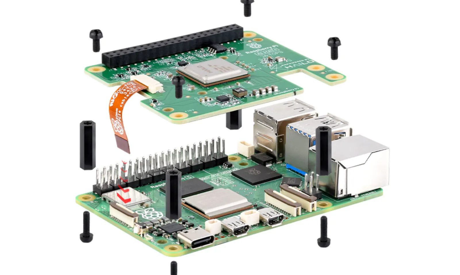 قبعة AI + لوحة توسيع تطوير الذكاء الاصطناعي Hailo AI 13/26TOPS طاقة حوسبة عالية #4