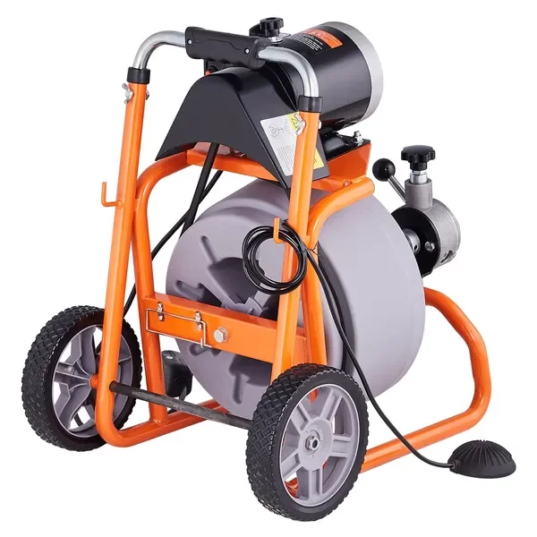 

Машина для прочистки канализации 100 футов x 3/8 дюйма, с автоматической подачей, на колесах, портативная, с 8 насадками