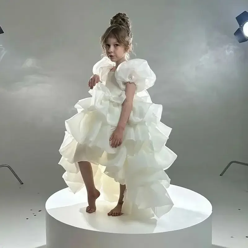 فساتين فتاة الزهور رشيقة لحفلات الزفاف المتدرجة منتفخة الأميرة الأولى بالتواصل حفلة عيد ميلاد الأحداث الرسمية ثوب الكرة مخصص