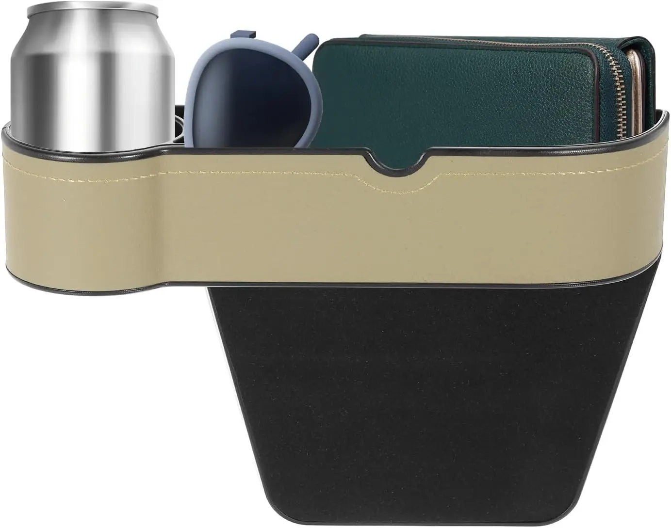 

Органайзер для зазора между сиденьями автомобиля 10,6 x 7,1 x 2,8 дюйма, ABS+кожа, универсальный органайзер-ящик для хранения в автомобиле