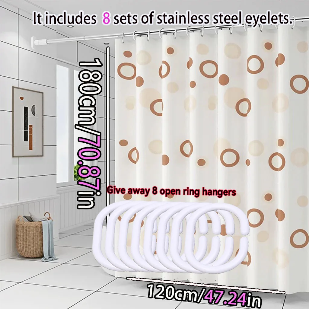 Coffee Ring Pattern Printing Waterproof PEVA Toilet Creative Decorative Partition Curtain Transparent to Protect Privacy