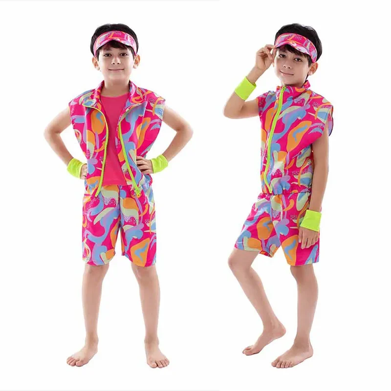 Kids Ken Cosplay Costume Summer Vest Top Shorts Hat Rolepaly Outfits Children Halloween Carnival Party Fantasia Disguise Suit