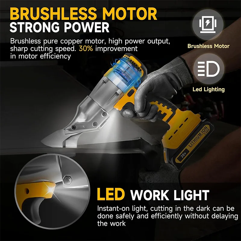 EGOD Brushless Electric Scissors 400W Multi-Purpose Scissors Tin Scissors Adjustable Speed Power Tool for Dewalt 20V Battery