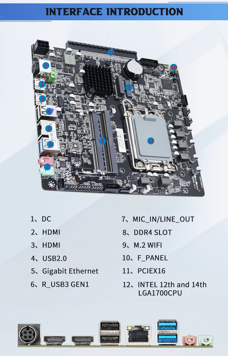 Imagem -06 - Zillion-mini Itx Motherboard H610 Pro Lga 1700 Dual Channel Ddr4 Suporte Core i3 i5 Cpu i7 Slot para Placas Gráficas Discretas Novo