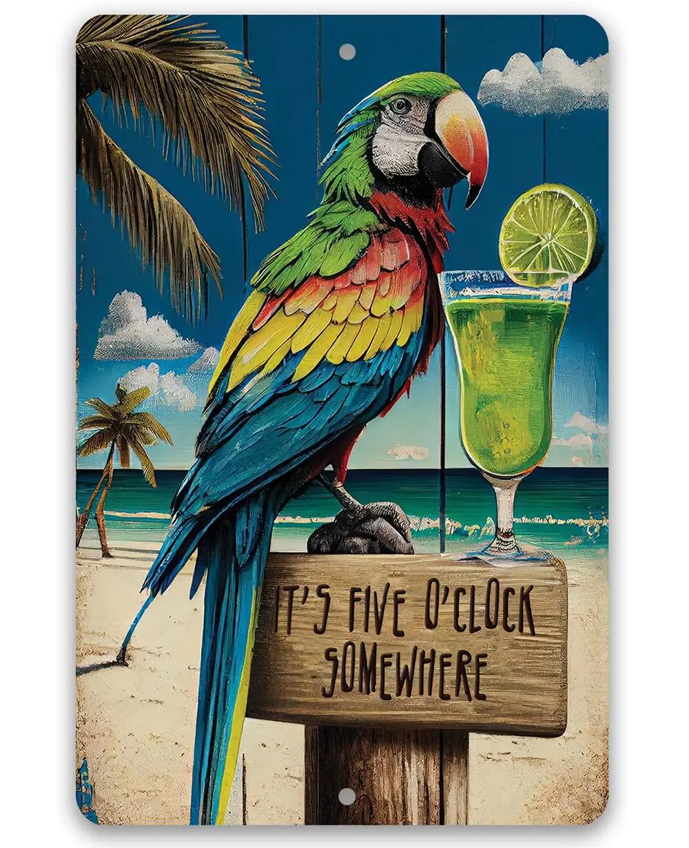 Y1, C'est l'heure de l'après-midi quelque part - Décoration rétro vintage parfaite pour la maison, le bar de plage, le bord de la piscine, la terrasse ou un cocktail Tiki classique