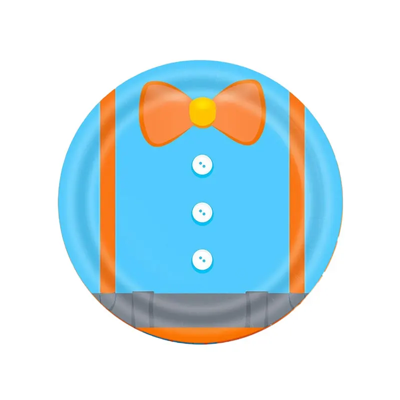 Englische Lehrer-Geburtstagsdekoration im Blippi-Thema: Teller, Becher, Ballons, Banner, Hintergrund, Geschenktüten und Partyzubehör – Detail 9