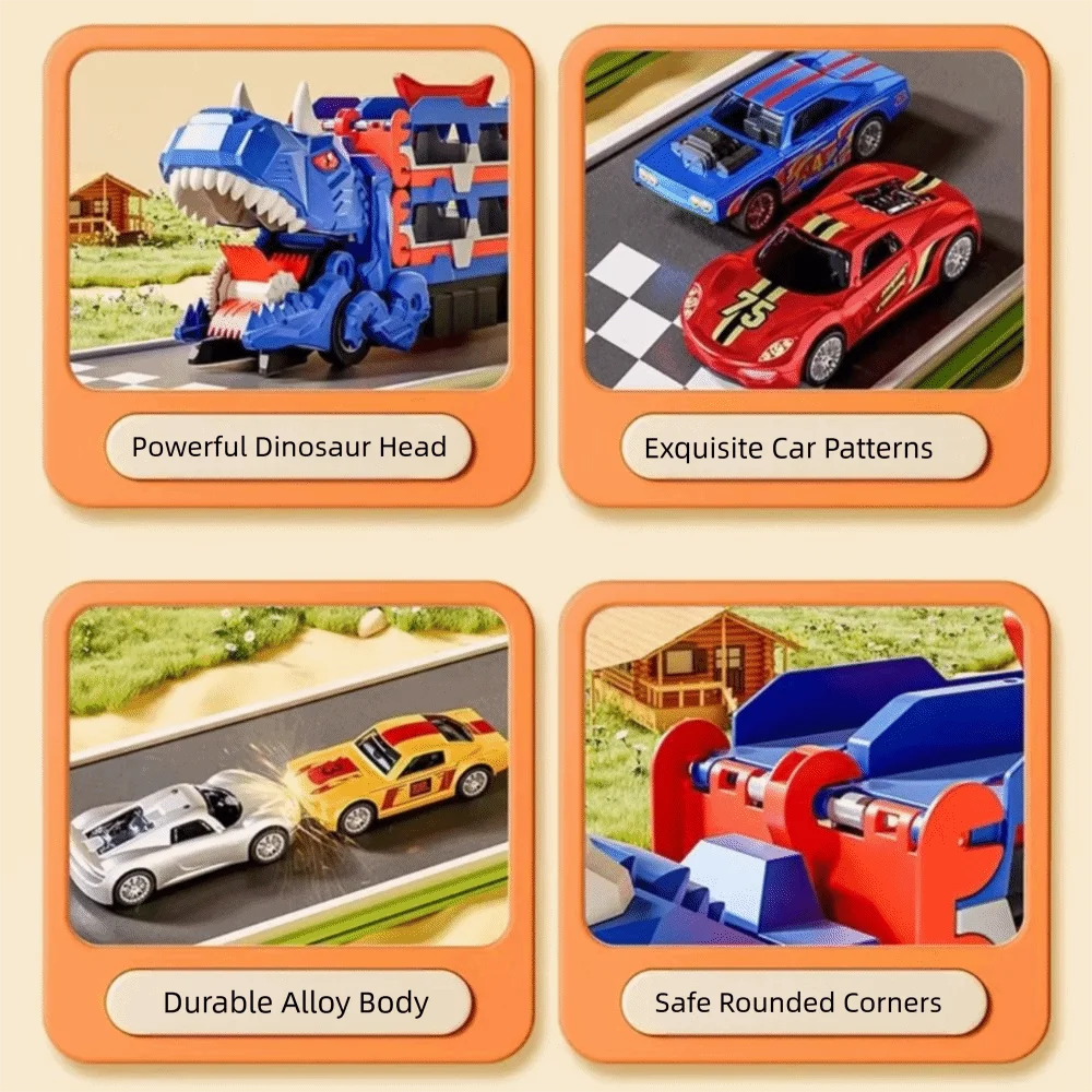 

Foldable Track Dinosaur Foldable Truck Metal Mini Cars Molded Racing Cars Dinosaur Race Track Transforming