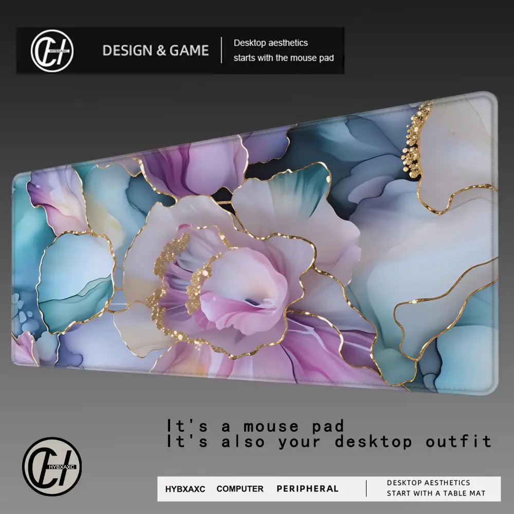 

HYBXAXC Gaming Mouse Pad Marble Flower Aesthetics Table Desk Mat Rug Rubber PC Computer Keyboard Mousepad Gift Mouse Pad